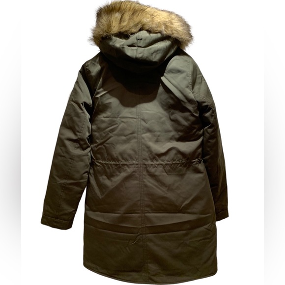 NWT Abercrombie & fitch Womens parka winter coat faux fur hoodie in olive size S - Picture 4 of 9